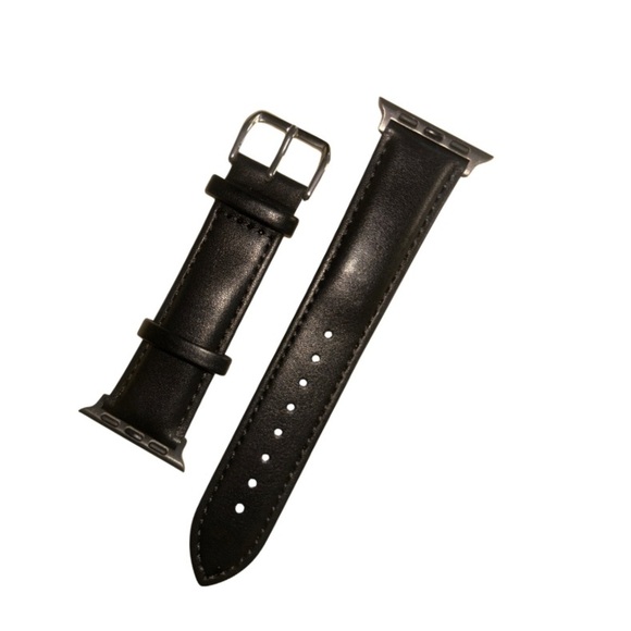 Genuine Black Calfskin Leather Apple Watch Band – Fits 38mm - Picture 2 of 2